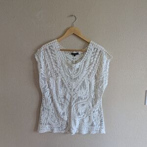 Ivory Mesh And Brocade Summer / Beach Top